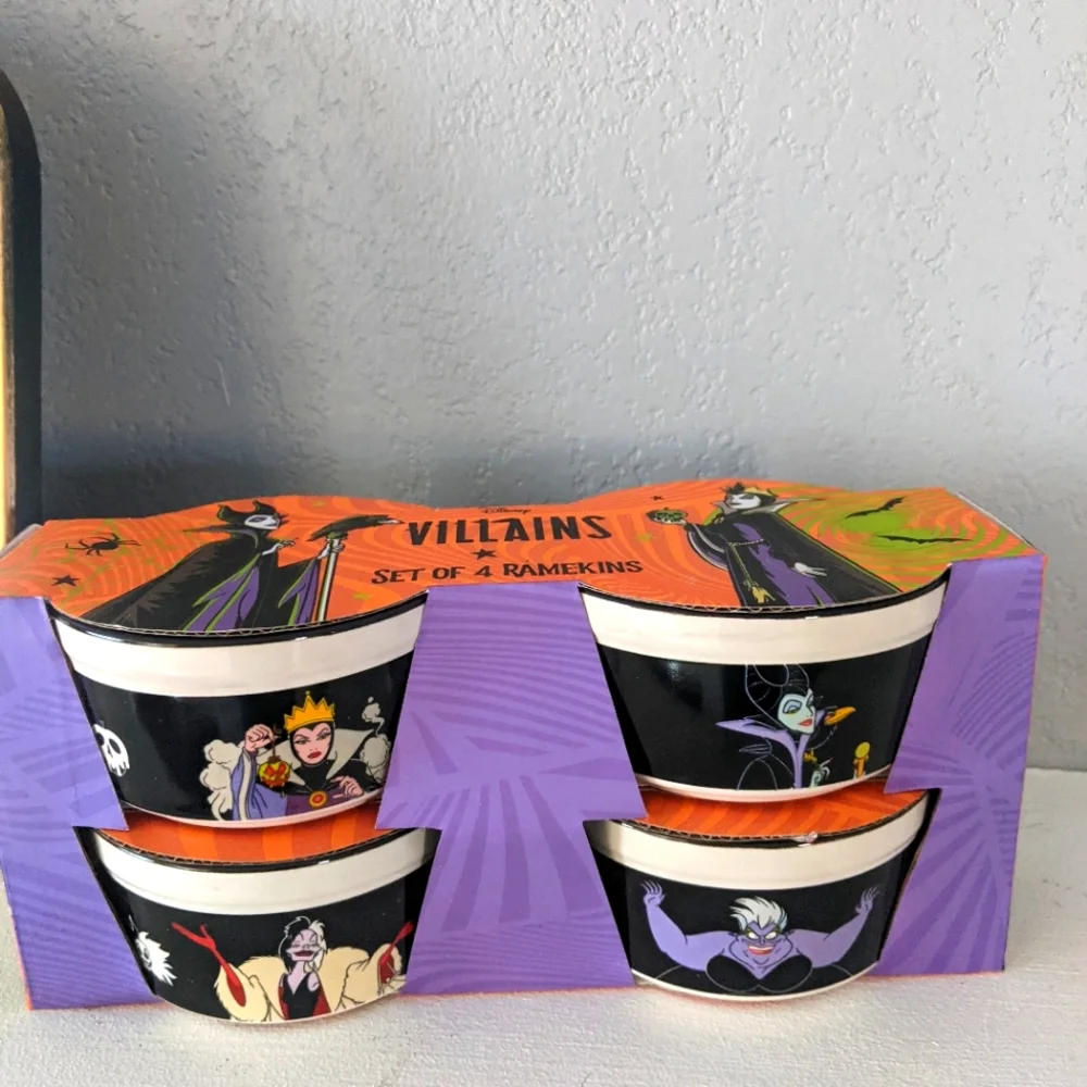 Disney Halloween Rare Black Villains Ramekins Party Baking Serveware Decor